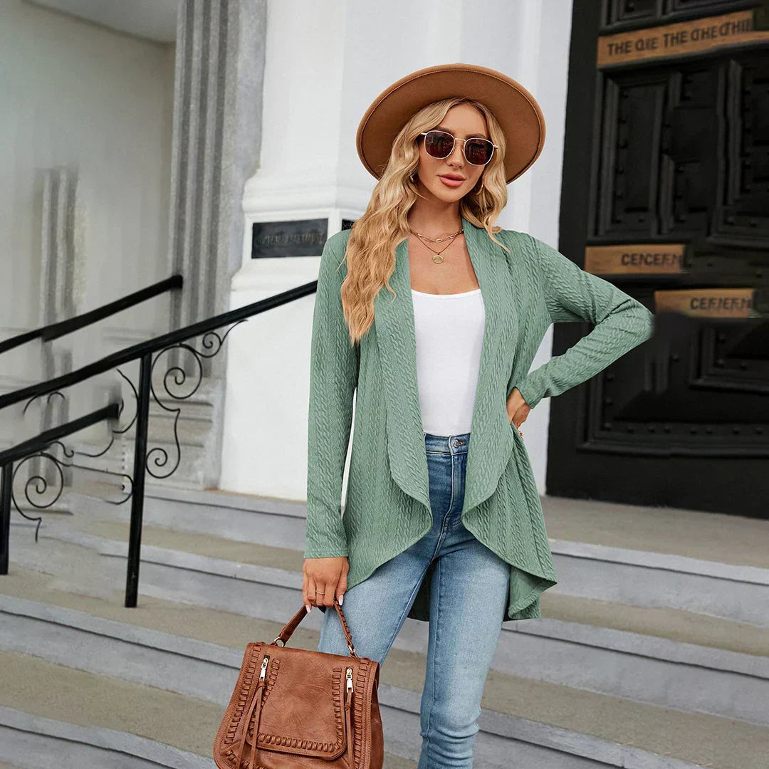 Lydia | Women's Open-Front Waterfall Drape Knit Cardigan