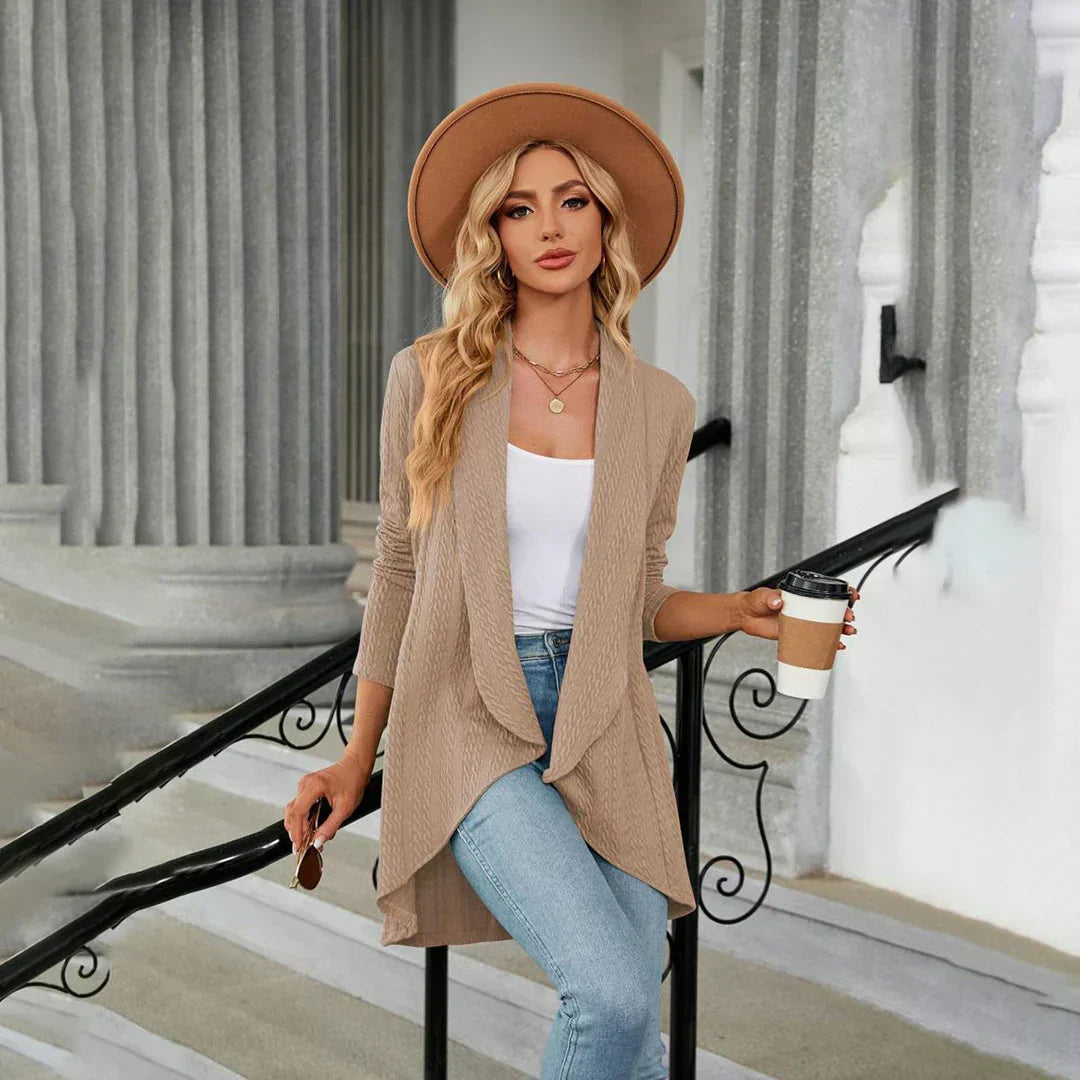 Lydia | Women's Open-Front Waterfall Drape Knit Cardigan