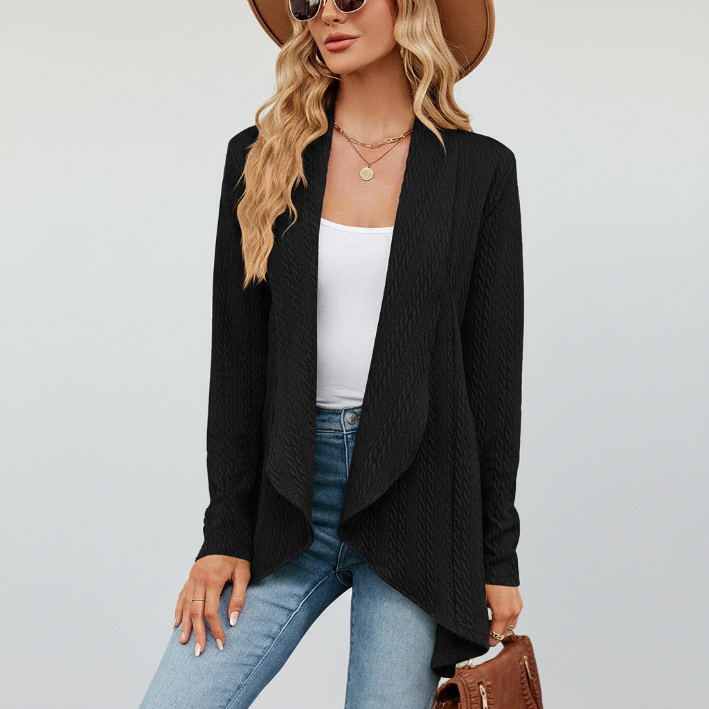 Lydia | Women's Open-Front Waterfall Drape Knit Cardigan