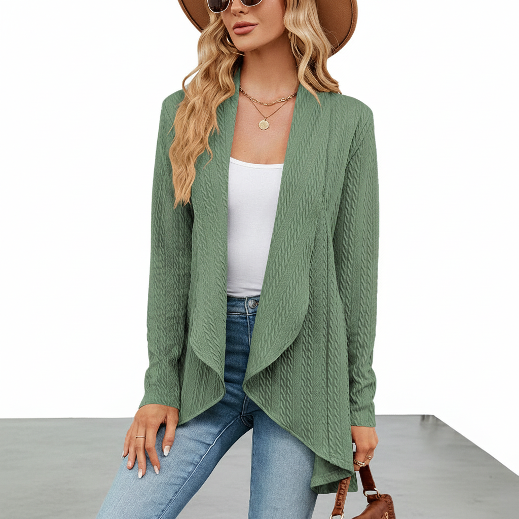Lydia | Women's Open-Front Waterfall Drape Knit Cardigan