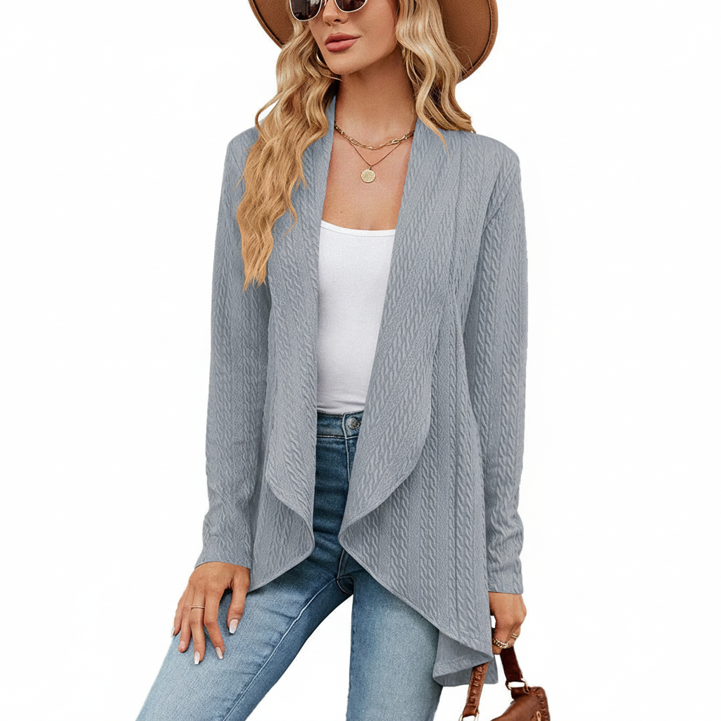 Lydia | Women's Open-Front Waterfall Drape Knit Cardigan
