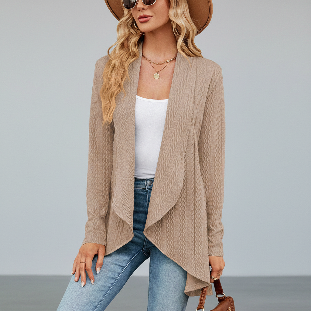 Lydia | Women's Open-Front Waterfall Drape Knit Cardigan