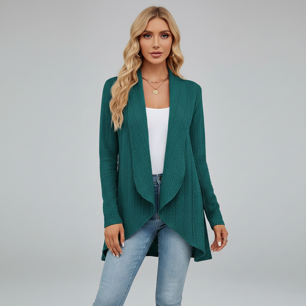Lydia | Women's Open-Front Waterfall Drape Knit Cardigan