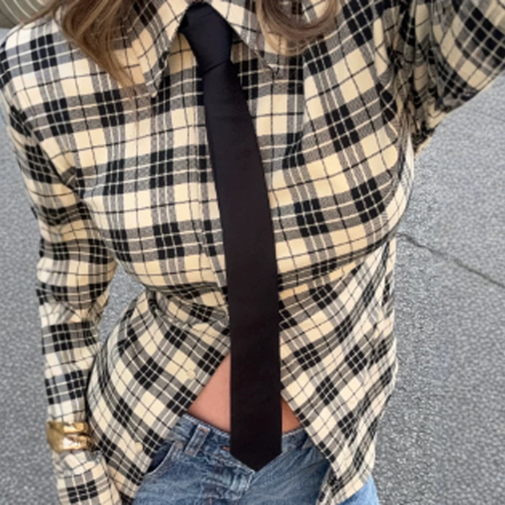 Cecile-Stella | Women's Oversized Check Shirt Jacket