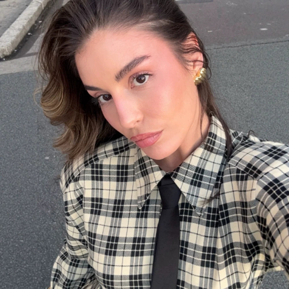 Cecile-Stella | Women's Oversized Check Shirt Jacket