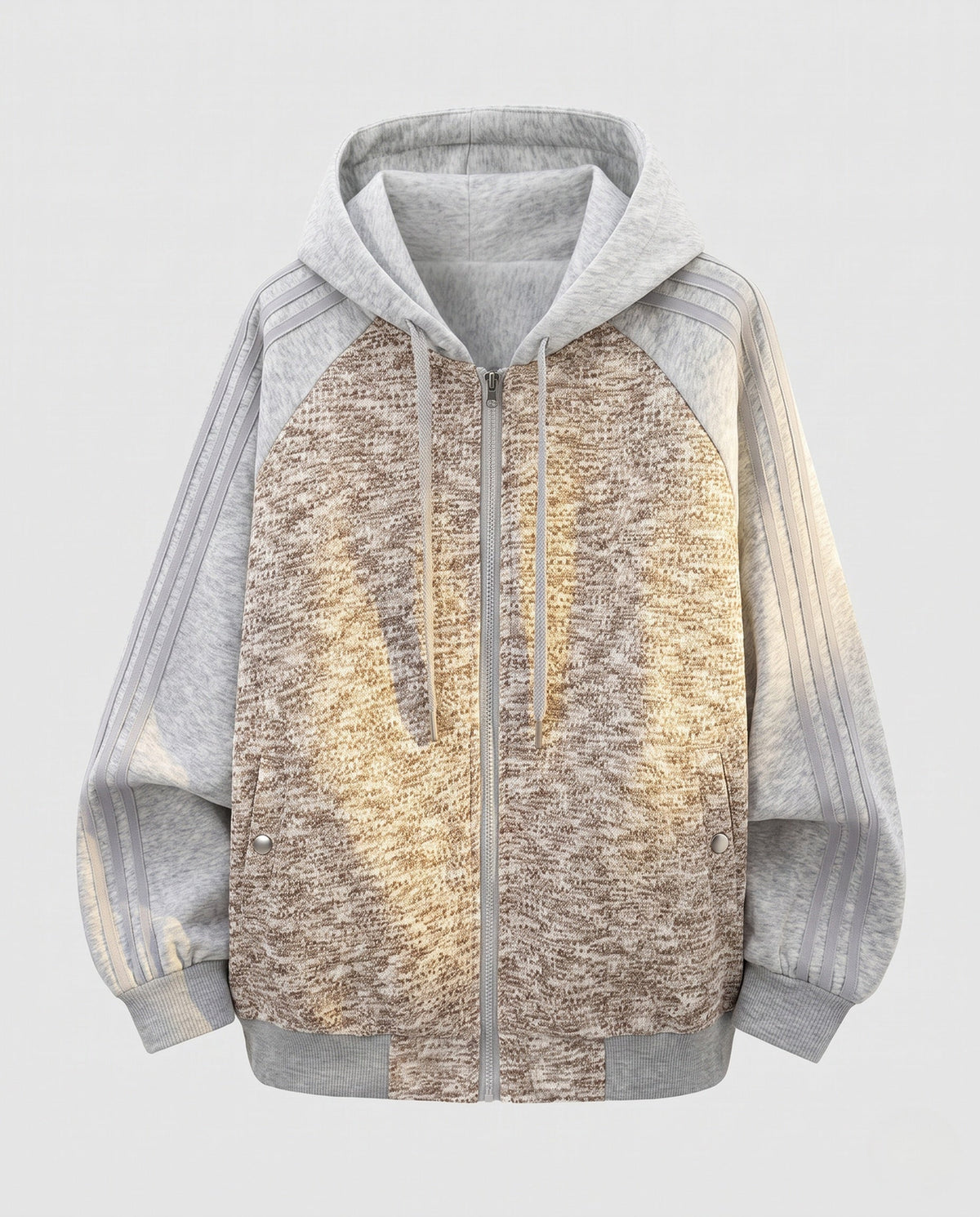 Bridget-Paloma | Women's Oversized Knit Hoodie Bomber with Mélange Front & Raglan Sleeves