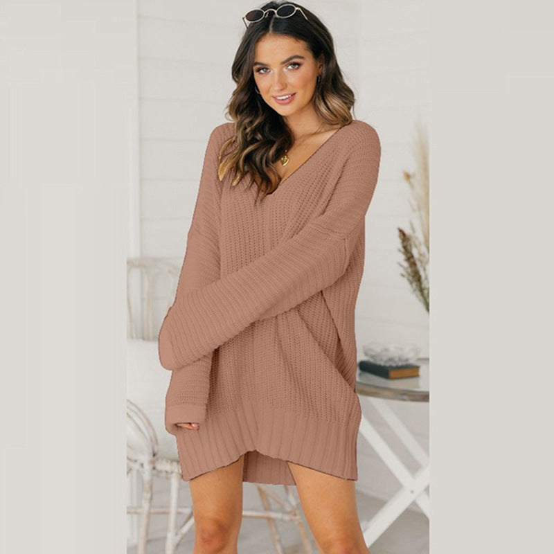 Vera | Women's Oversized V-Neck Sweater Dress