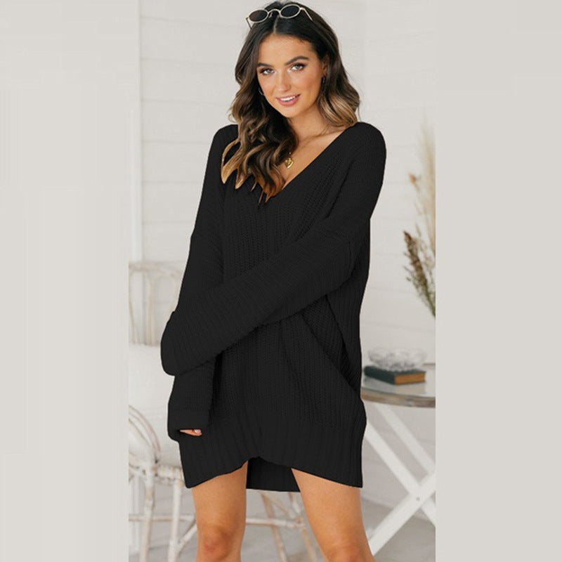Vera | Women's Oversized V-Neck Sweater Dress
