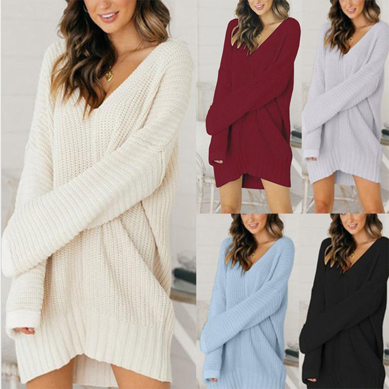 Vera | Women's Oversized V-Neck Sweater Dress