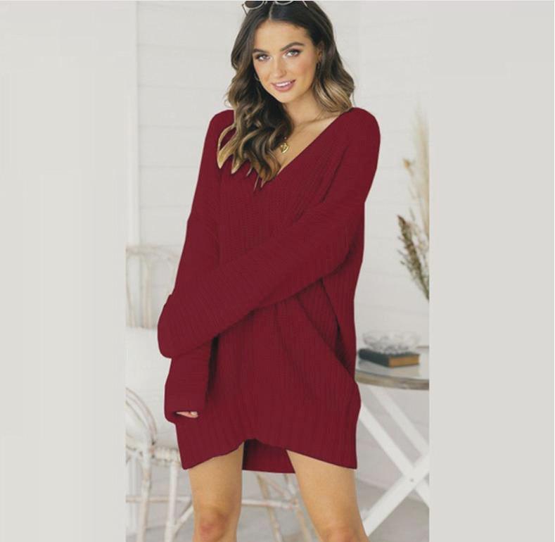 Vera | Women's Oversized V-Neck Sweater Dress