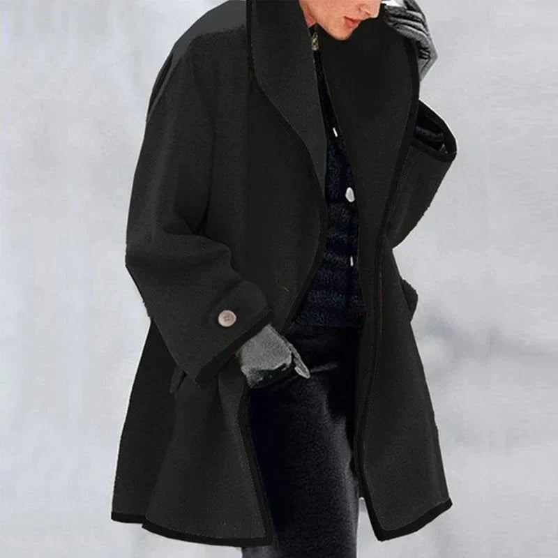 Astrid-Frida | Women's Oversized Wool Trench Coat with Wide Lapels