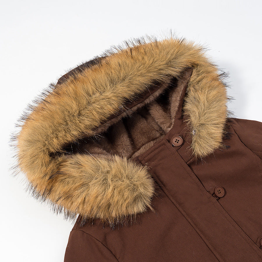 Lavinia-Helena | Women's Padded Bomber Jacket with Faux Fur Hood