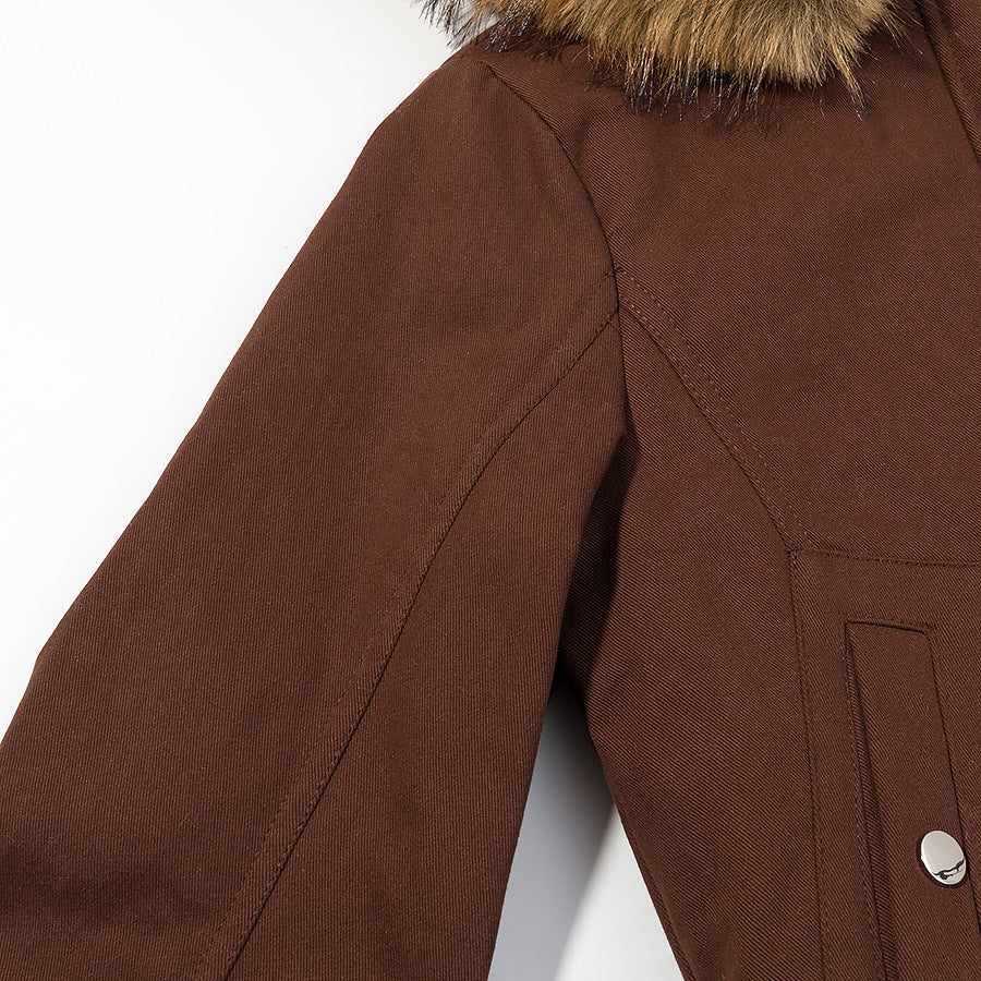 Lavinia-Helena | Women's Padded Bomber Jacket with Faux Fur Hood