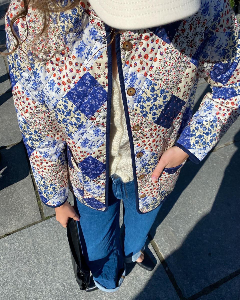 Lavinia-Helena | Women's Patchwork Quilted Coat with Floral Inserts