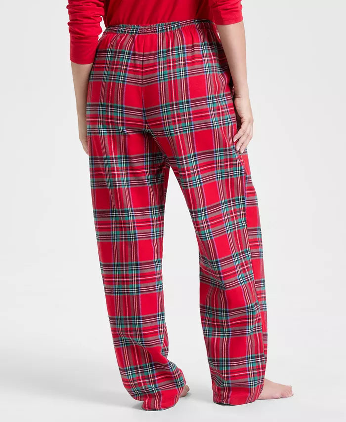 Mavis-Eleanor | Women's Plaid Crewneck Top and Drawstring Pants Pajama Set