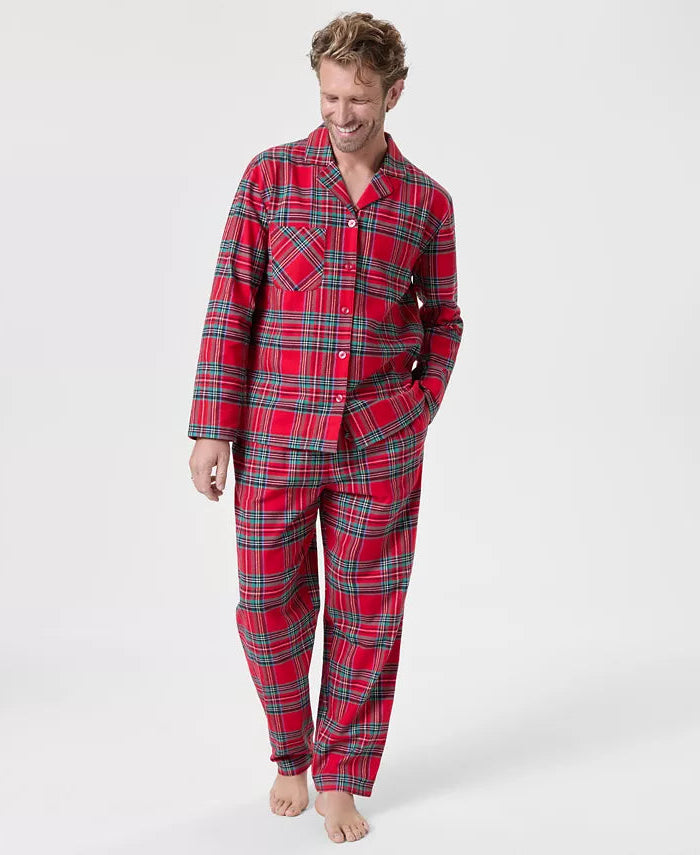 Virginia-Pearl | Women's Plaid Flannel Button-Front Pajama Set