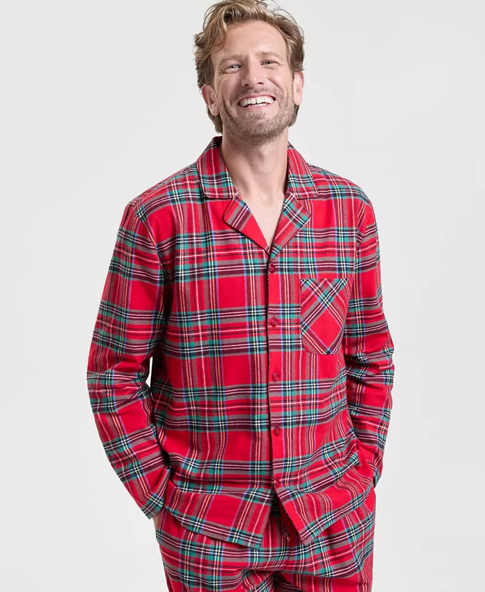 Virginia-Pearl | Women's Plaid Flannel Button-Front Pajama Set