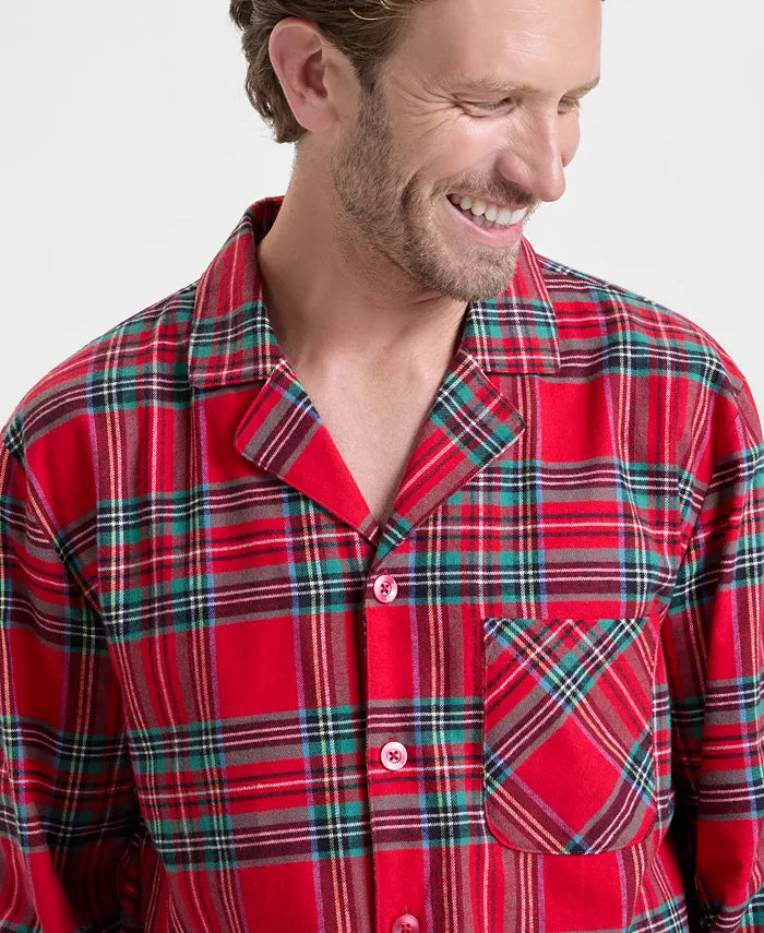 Virginia-Pearl | Women's Plaid Flannel Button-Front Pajama Set
