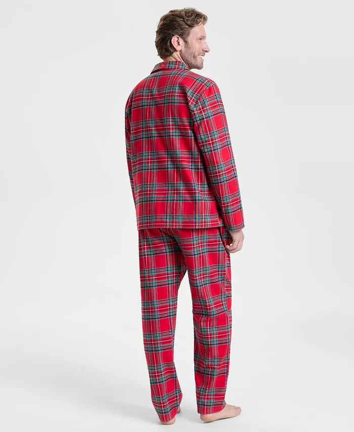 Virginia-Pearl | Women's Plaid Flannel Button-Front Pajama Set