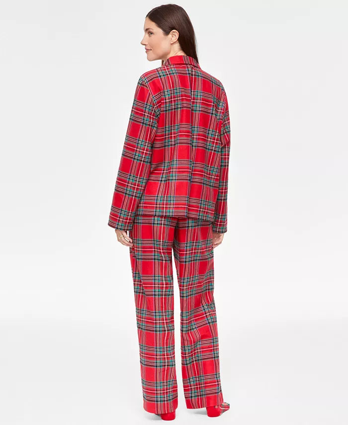 Frida-Adele | Women's Plaid Flannel Pajama Set with Notched Collar