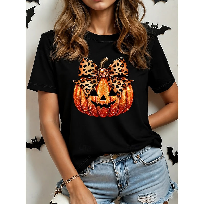 Flora-Tamara | Women's Pumpkin Graphic Henley Top