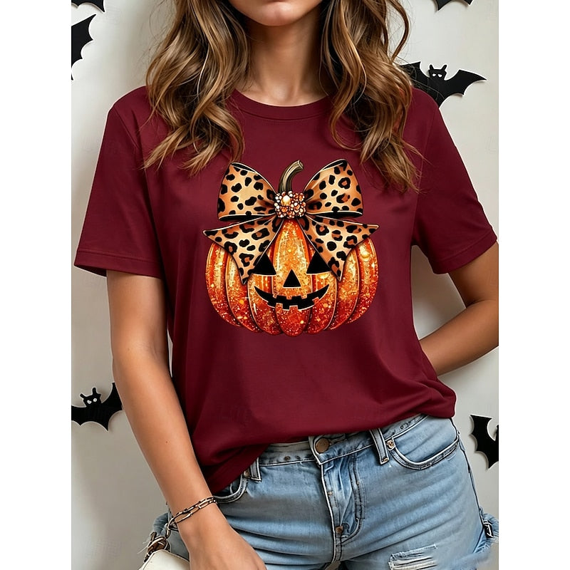 Flora-Tamara | Women's Pumpkin Graphic Henley Top