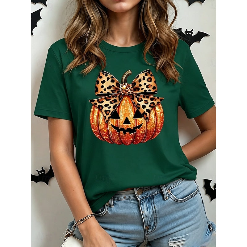 Flora-Tamara | Women's Pumpkin Graphic Henley Top