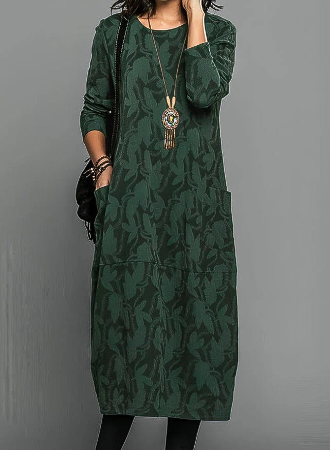 Renata | Women's Relaxed-Fit Round-Neck Knit Midi Dress