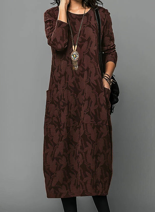 Renata | Women's Relaxed-Fit Round-Neck Knit Midi Dress