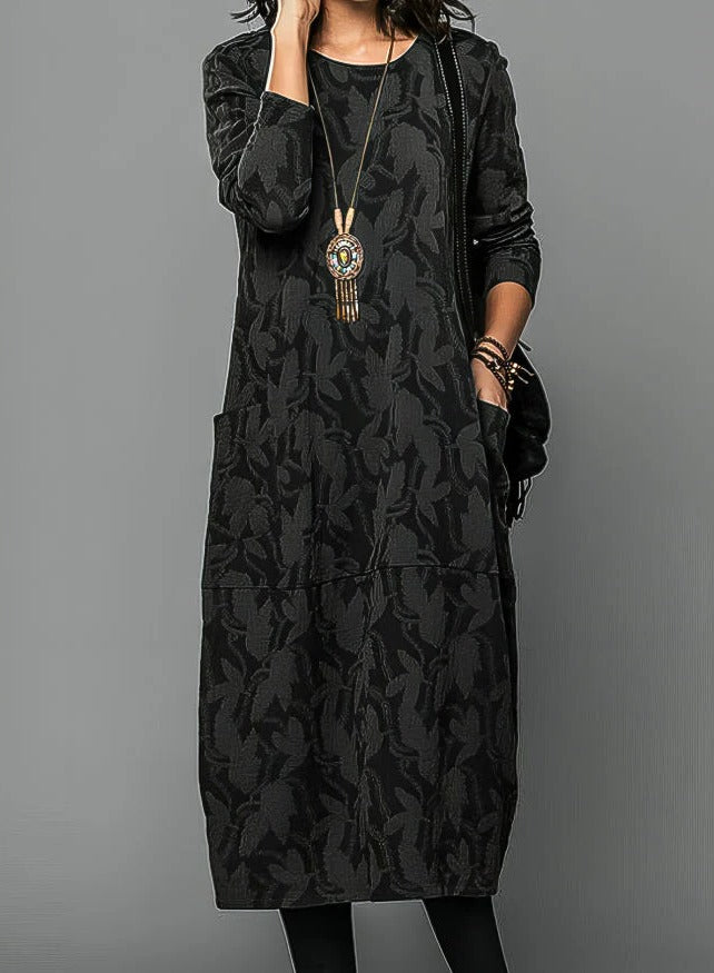 Renata | Women's Relaxed-Fit Round-Neck Knit Midi Dress