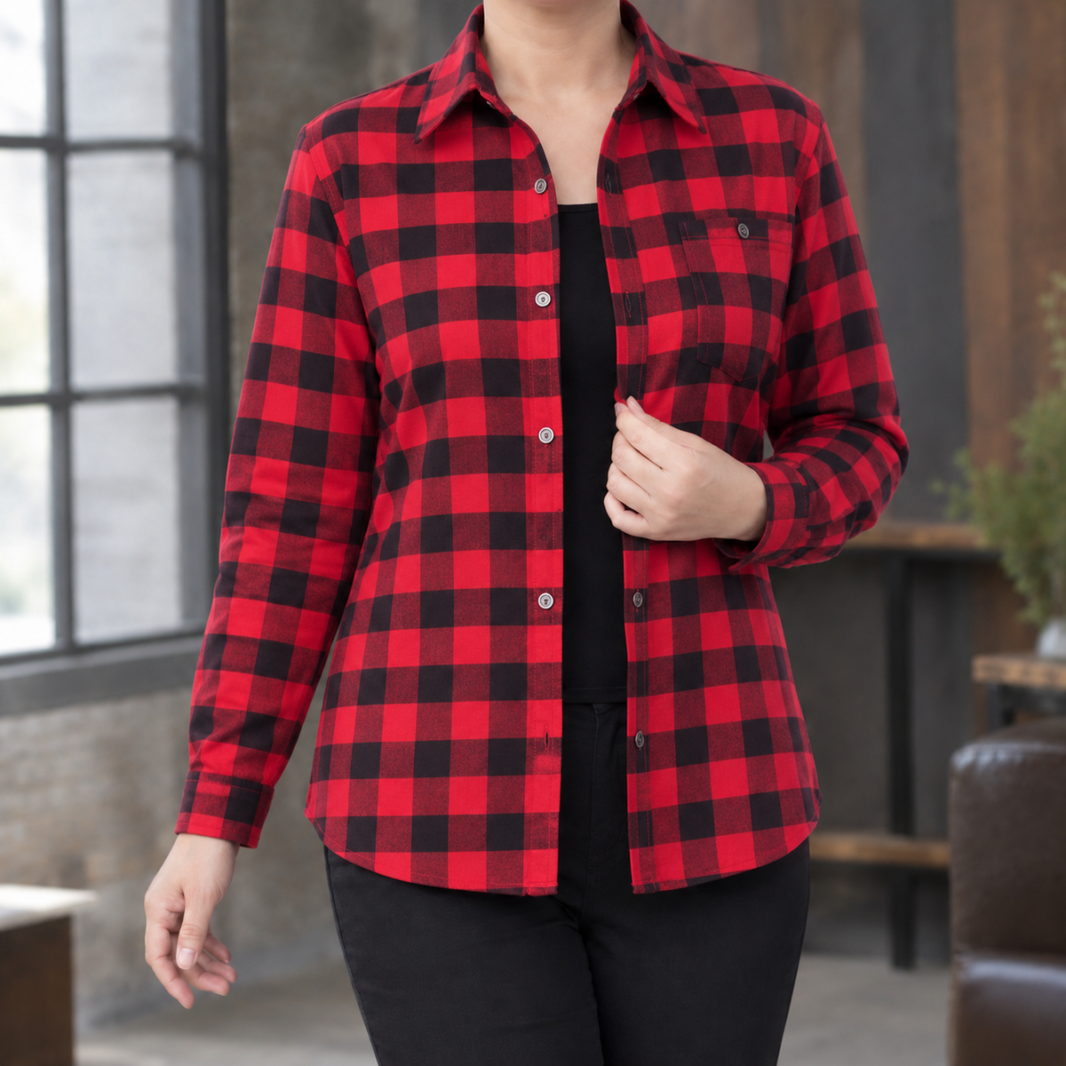 Eugenia | Women's Relaxed Plaid Collar Shirt
