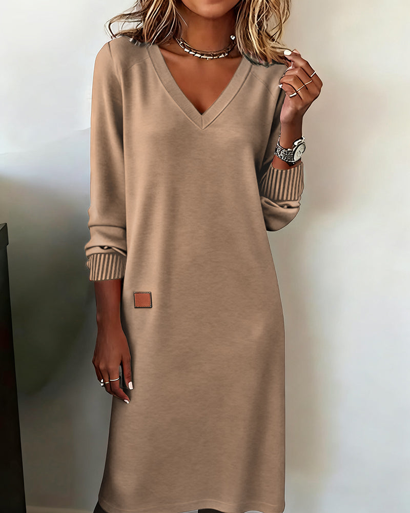 Thelma | Women's Relaxed V-Neck Knit Sweater Dress