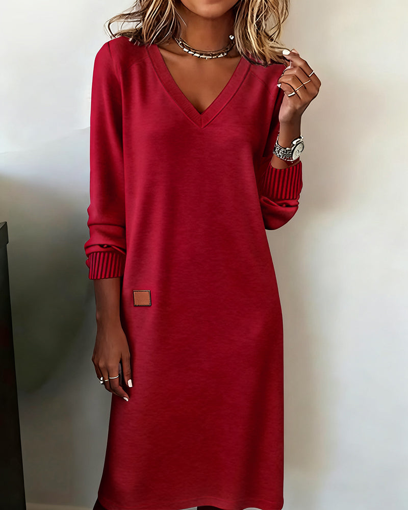 Thelma | Women's Relaxed V-Neck Knit Sweater Dress
