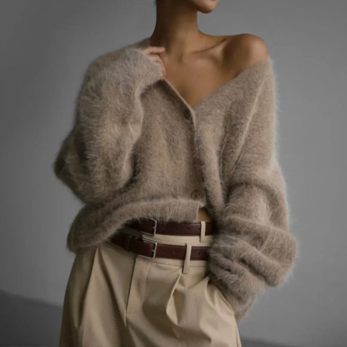 Valerie-Hilda | Women's Ribbed-Collar Cashmere Knit Sweater