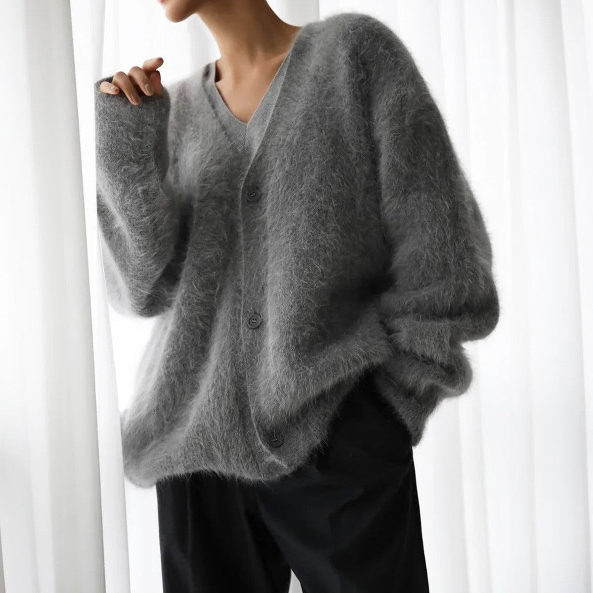 Valerie-Hilda | Women's Ribbed-Collar Cashmere Knit Sweater