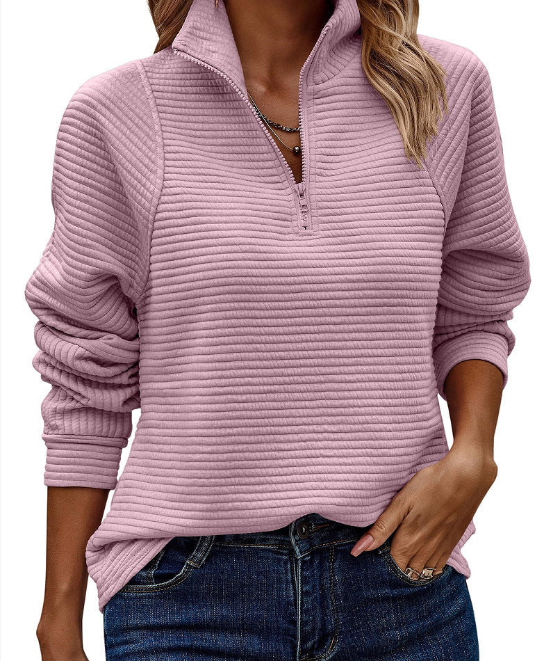 Bernadette-June | Women's Ribbed Half-Zip Fleece Pullover