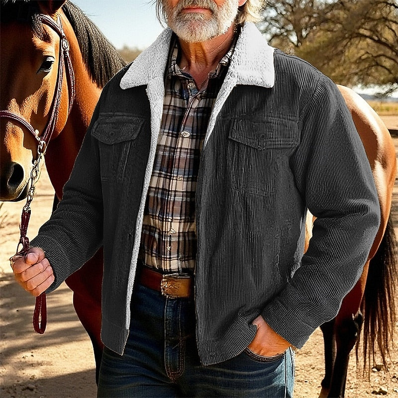 Mavis | Women's Ribbed Jacket with Fleece-Lined Collar