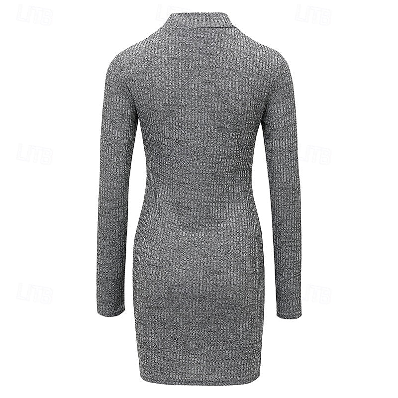 Wilhelmina-Rhea | Women's Ribbed Turtleneck Sweater Dress