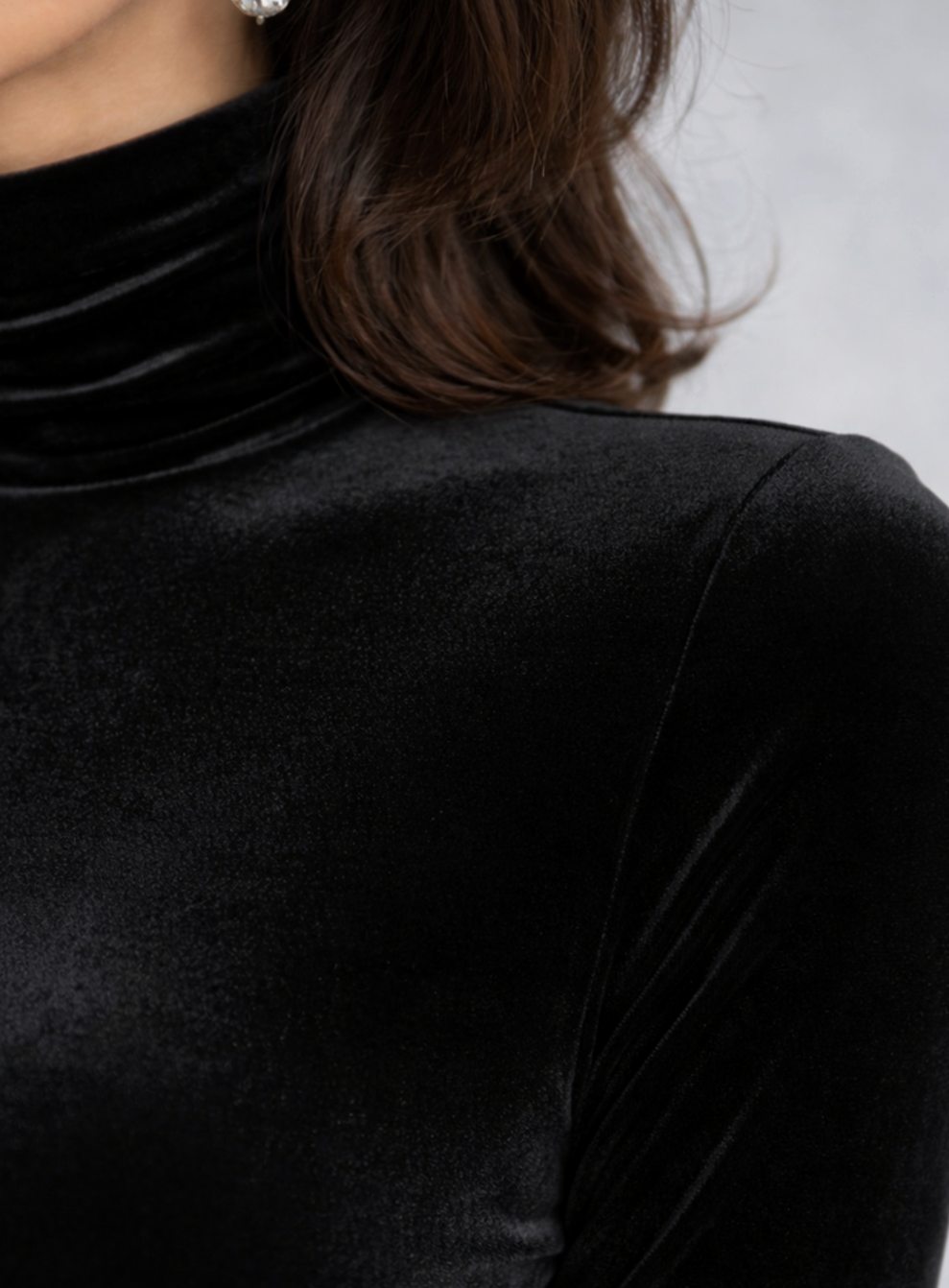 Stella | Women's Ruched Velvet Turtleneck Midi Dress