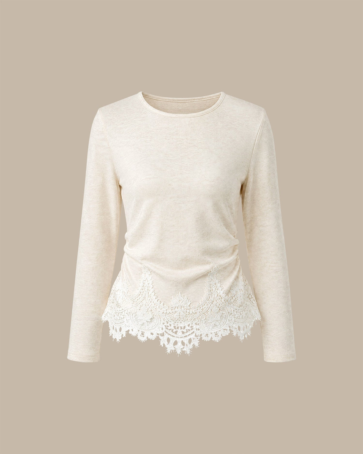 Daphne-Eugenia | Women's Ruched Waffle Long Sleeve Tee