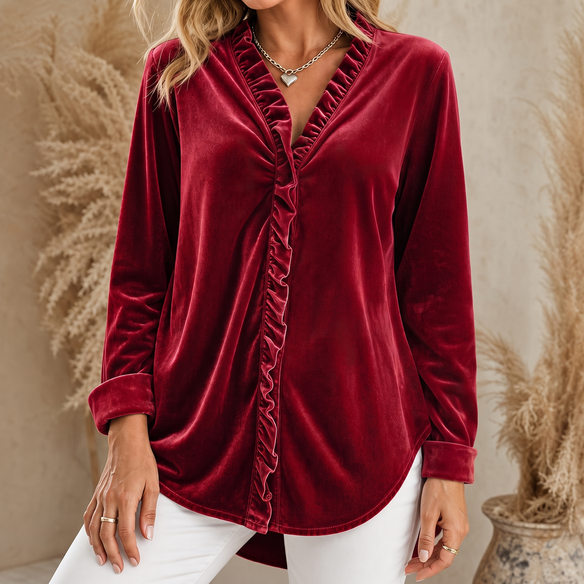 Tamara-Constance | Women's Ruffled V-Neck Blouse