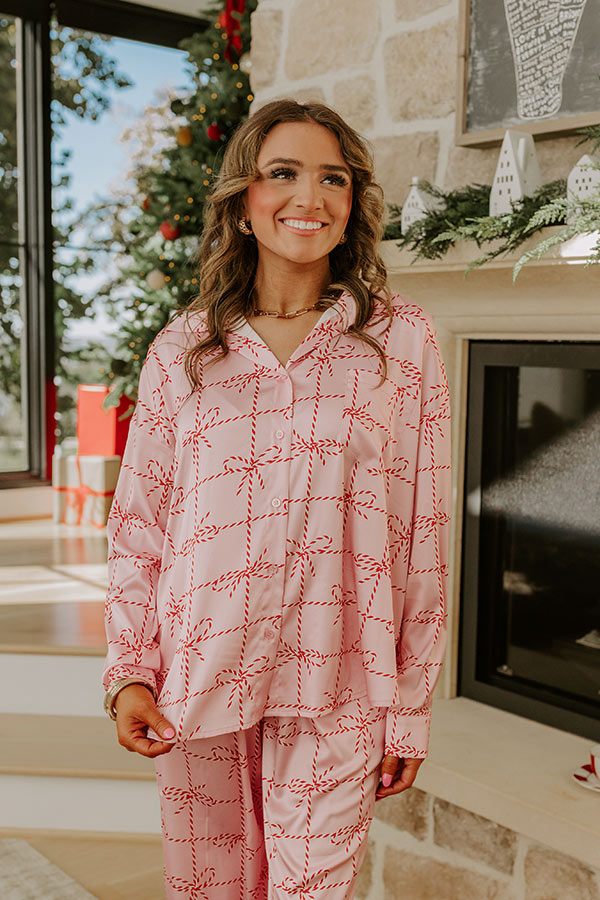 Birgit | Women's Satin-Feel Bow Print Pajama Top