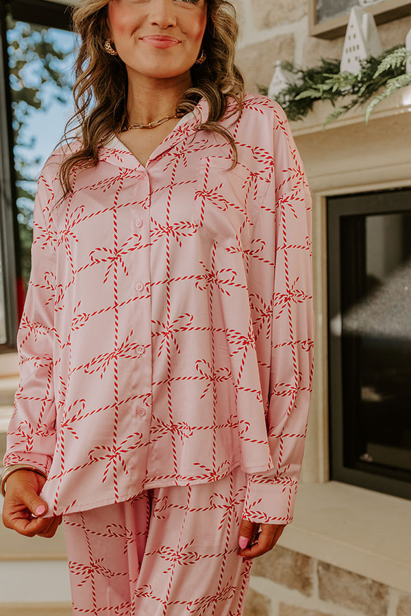 Birgit | Women's Satin-Feel Bow Print Pajama Top