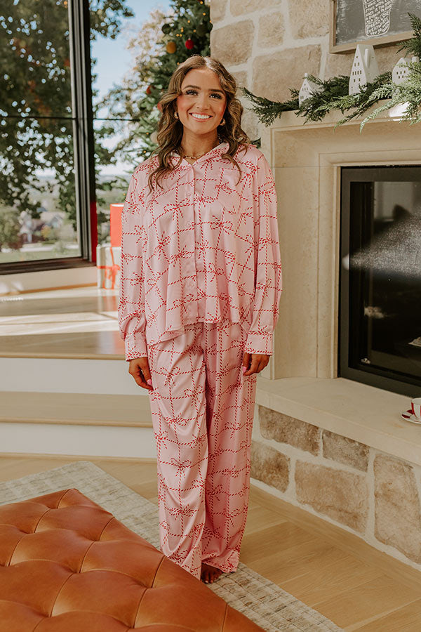 Birgit | Women's Satin-Feel Bow Print Pajama Top