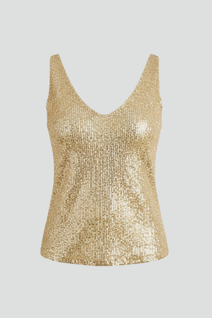 Celeste-Vera | Women's Sequin V-Neck Crop Top
