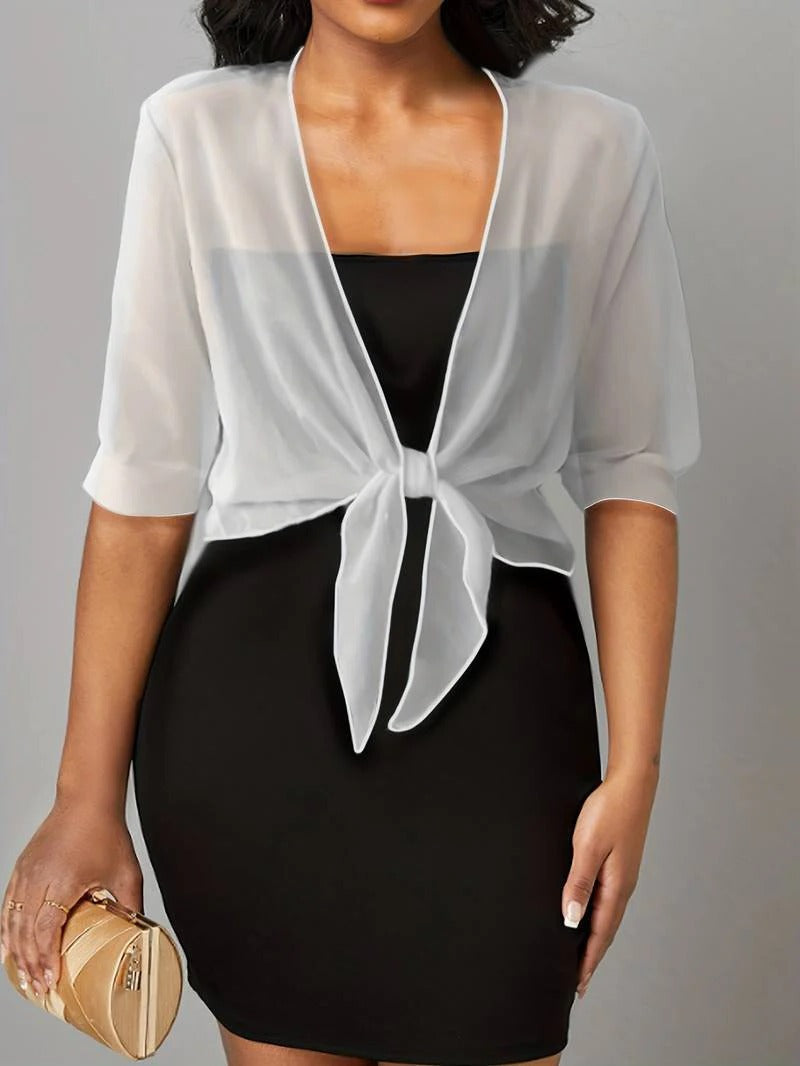 Beatrix-Iris | Women's Sheer Tie-Front Bolero Cardigan
