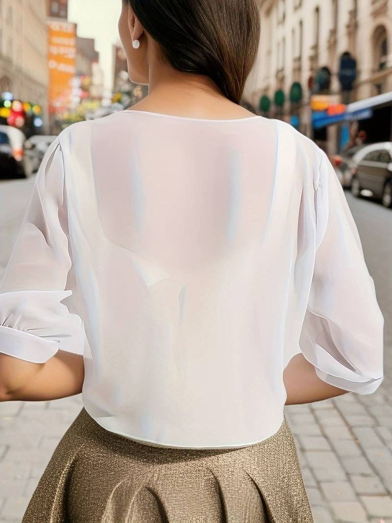 Beatrix-Iris | Women's Sheer Tie-Front Bolero Cardigan