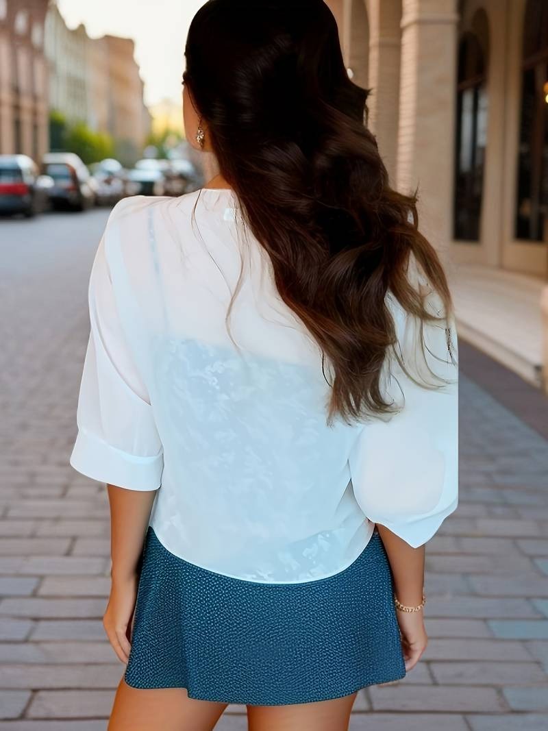 Beatrix-Iris | Women's Sheer Tie-Front Bolero Cardigan