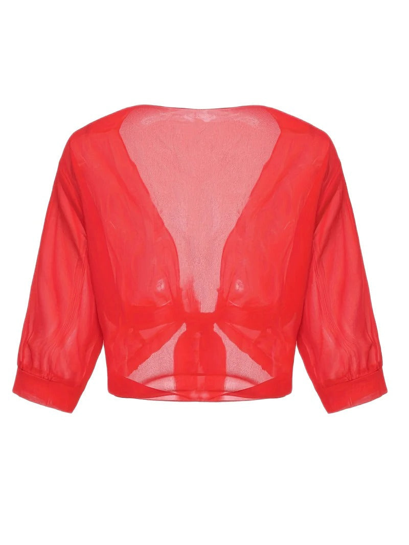 Beatrix-Iris | Women's Sheer Tie-Front Bolero Cardigan