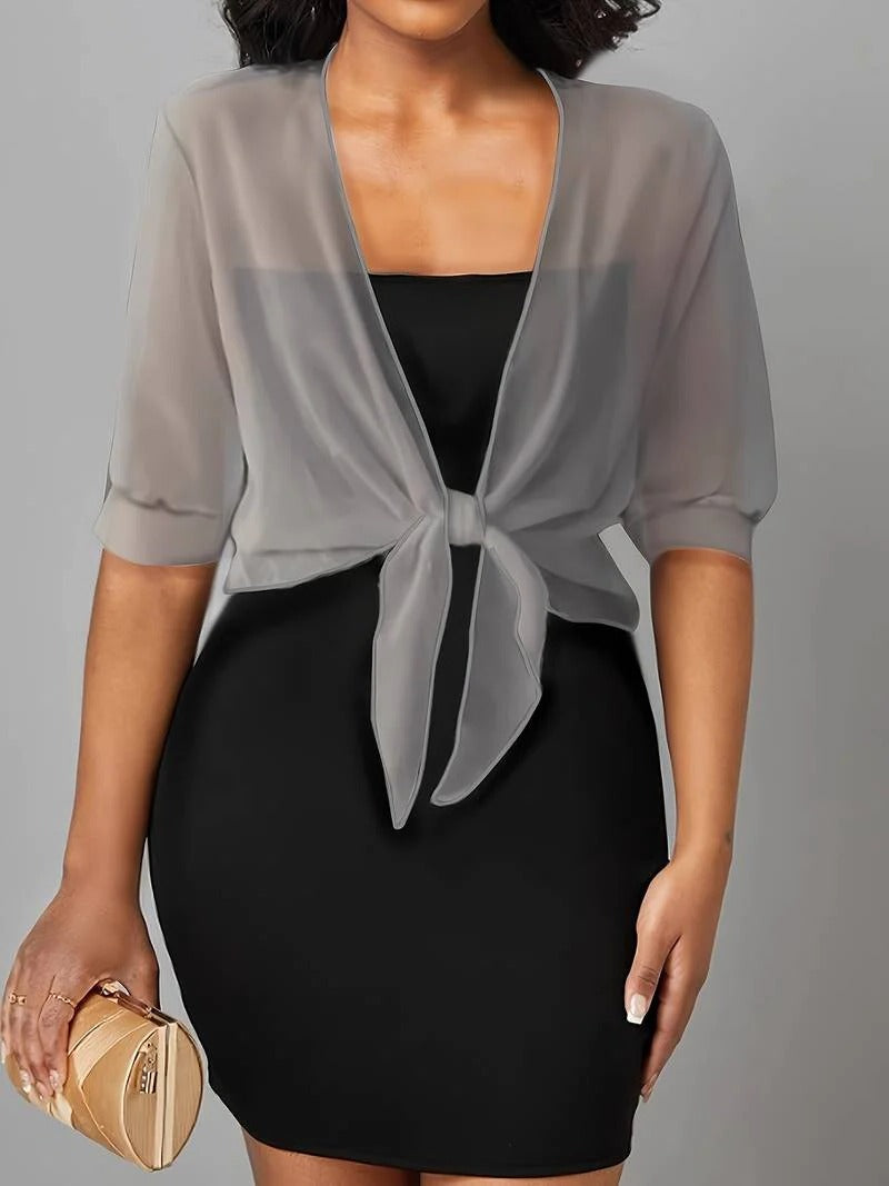 Beatrix-Iris | Women's Sheer Tie-Front Bolero Cardigan